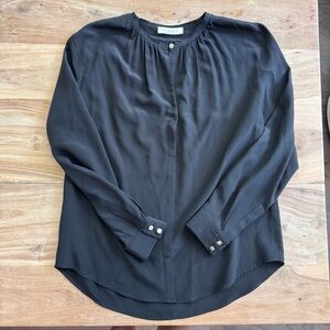 EUC Sandro Paris Black Silk Keyhole Front Blouse Size 2